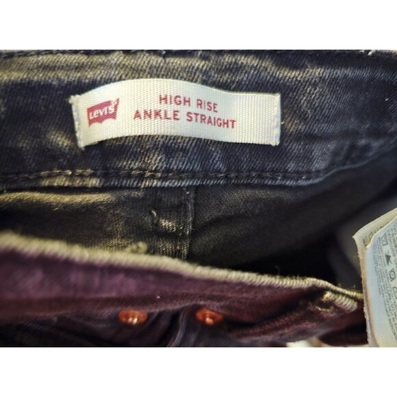 Levi's High Rise Ankle Girl's Size 10 Black Straight Frayed Leg Opening Jeans - Picture 5 of 11